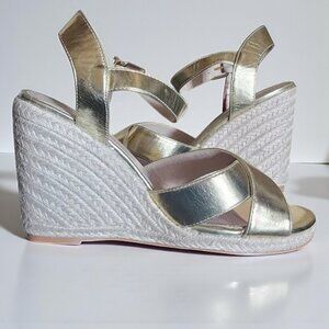 Fashion to Figure Wide Width Metallic Faux Leather Supportive Wedge Sandal